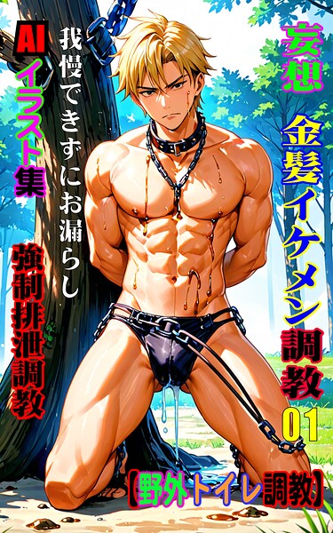 AIイラスト集 妄想 金髪イケメン調教01 野外トイレ調教