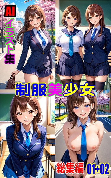 AIイラスト集 制服美少女 総集編 01+02